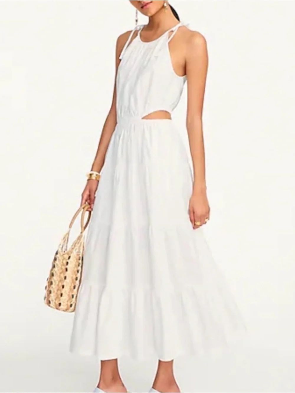 J. Crew Harbour Side Cutout Dress in White Size Medium
